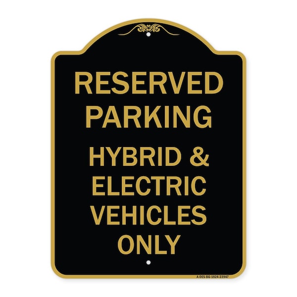Signmission For Electrical Cars Reserved Parking-Hybrid & Electric Vehicles Only, Black & Gold, BG-1824-23947 A-DES-BG-1824-23947 - main